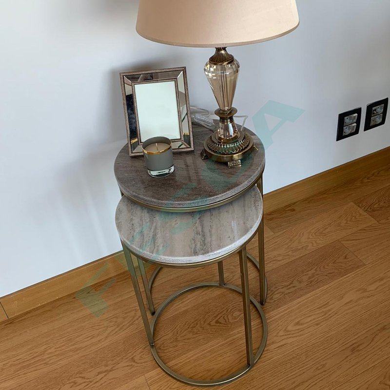2 Piece Marble Nesting Table